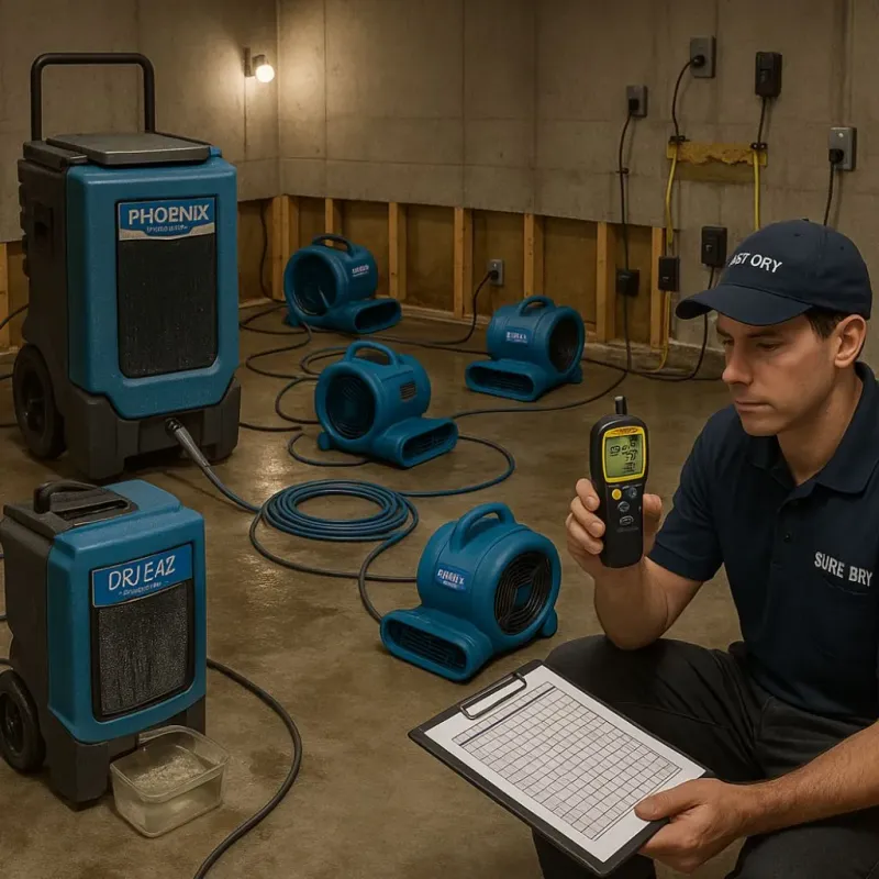 Structural Drying and Dehumidification process in Cherryville, NC